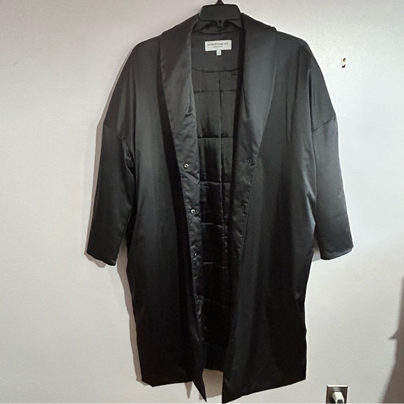 Derek Lam 10 C X Athleta Uptown Black Satin Quilted Coat Large - Picture 3 of 8
